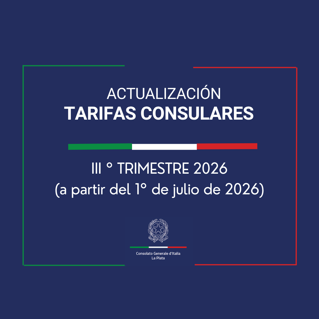 Tariffe consolari SPA dal 1 luglio 2026